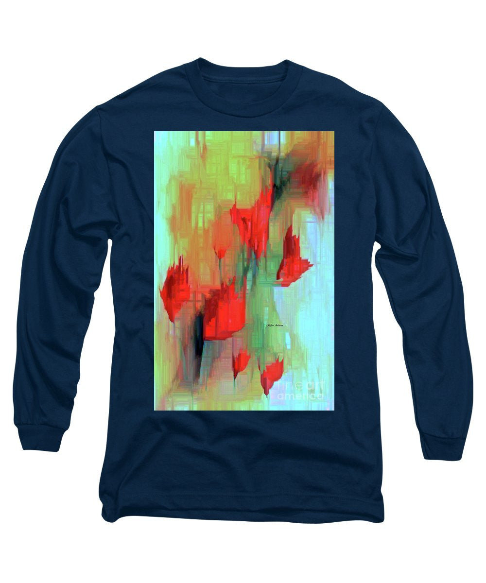 Long Sleeve T-Shirt - Abstract Red Flowers