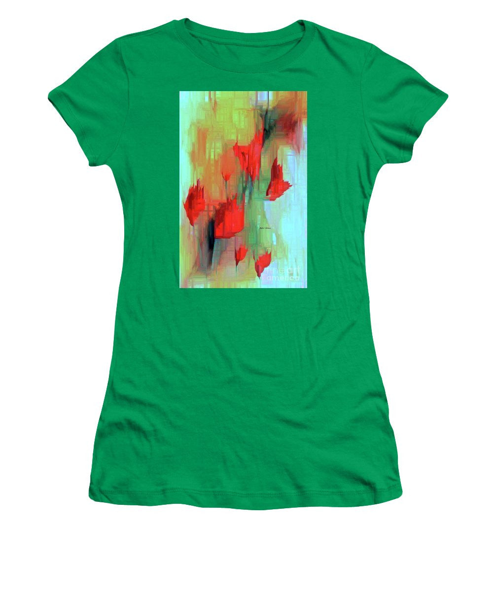 Women's T-Shirt (Junior Cut) - Abstract Red Flowers