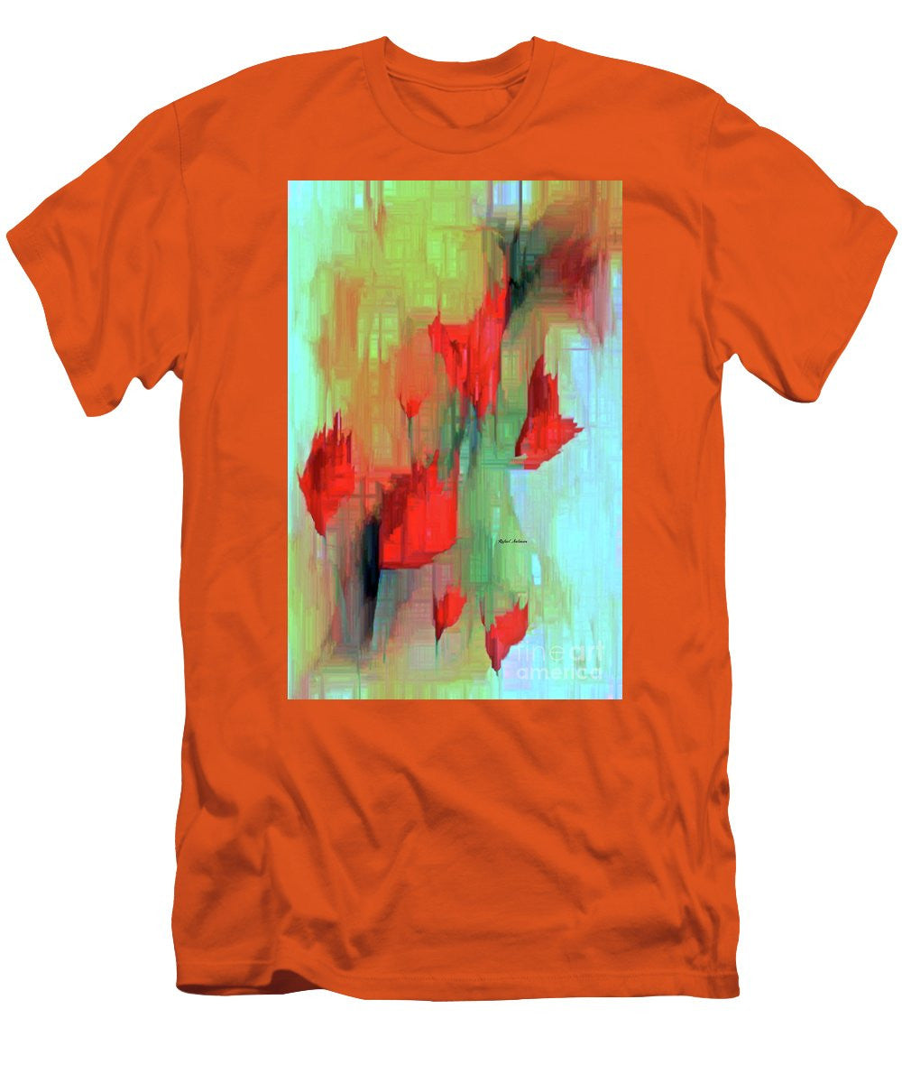 Men's T-Shirt (Slim Fit) - Abstract Red Flowers