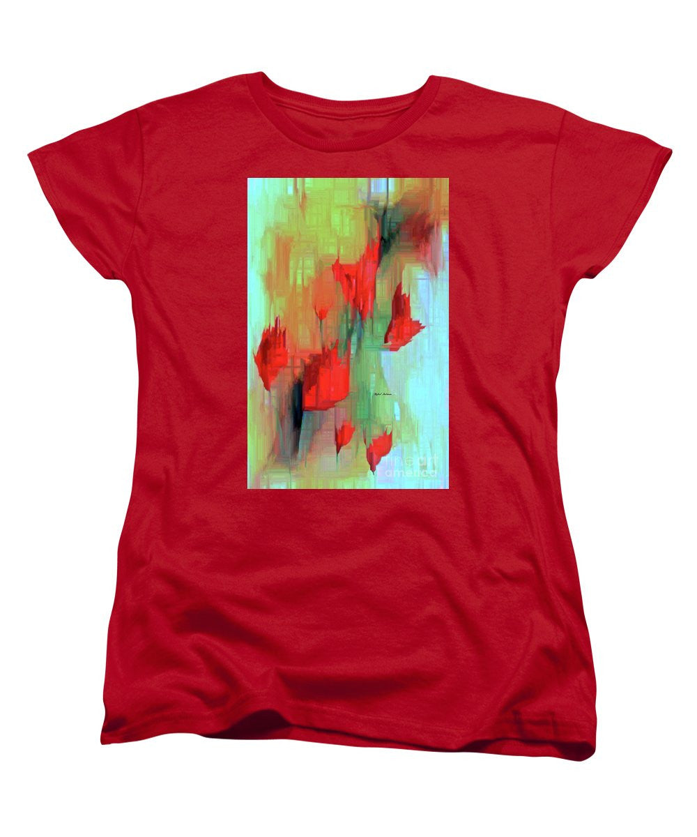 Women's T-Shirt (Standard Cut) - Abstract Red Flowers