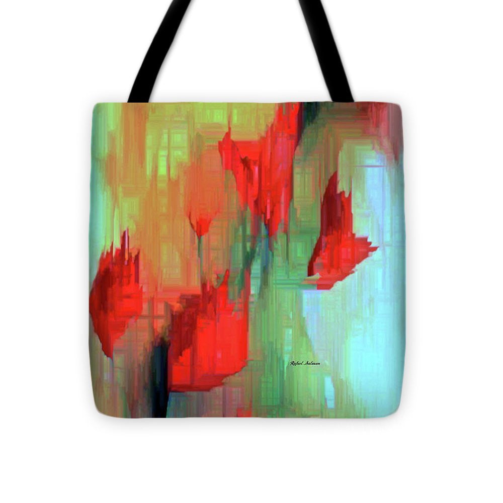 Tote Bag - Abstract Red Flowers