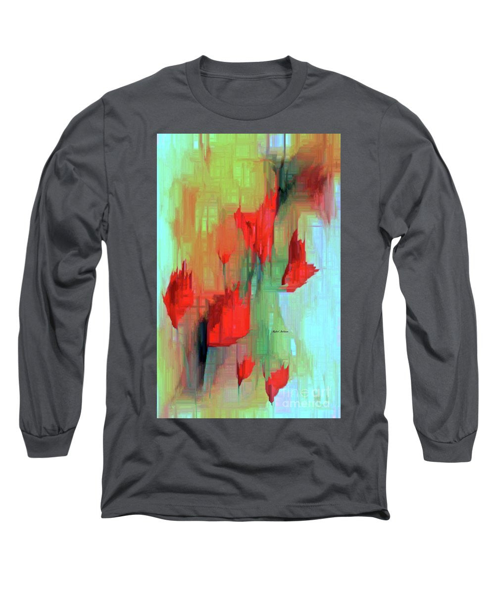 Long Sleeve T-Shirt - Abstract Red Flowers