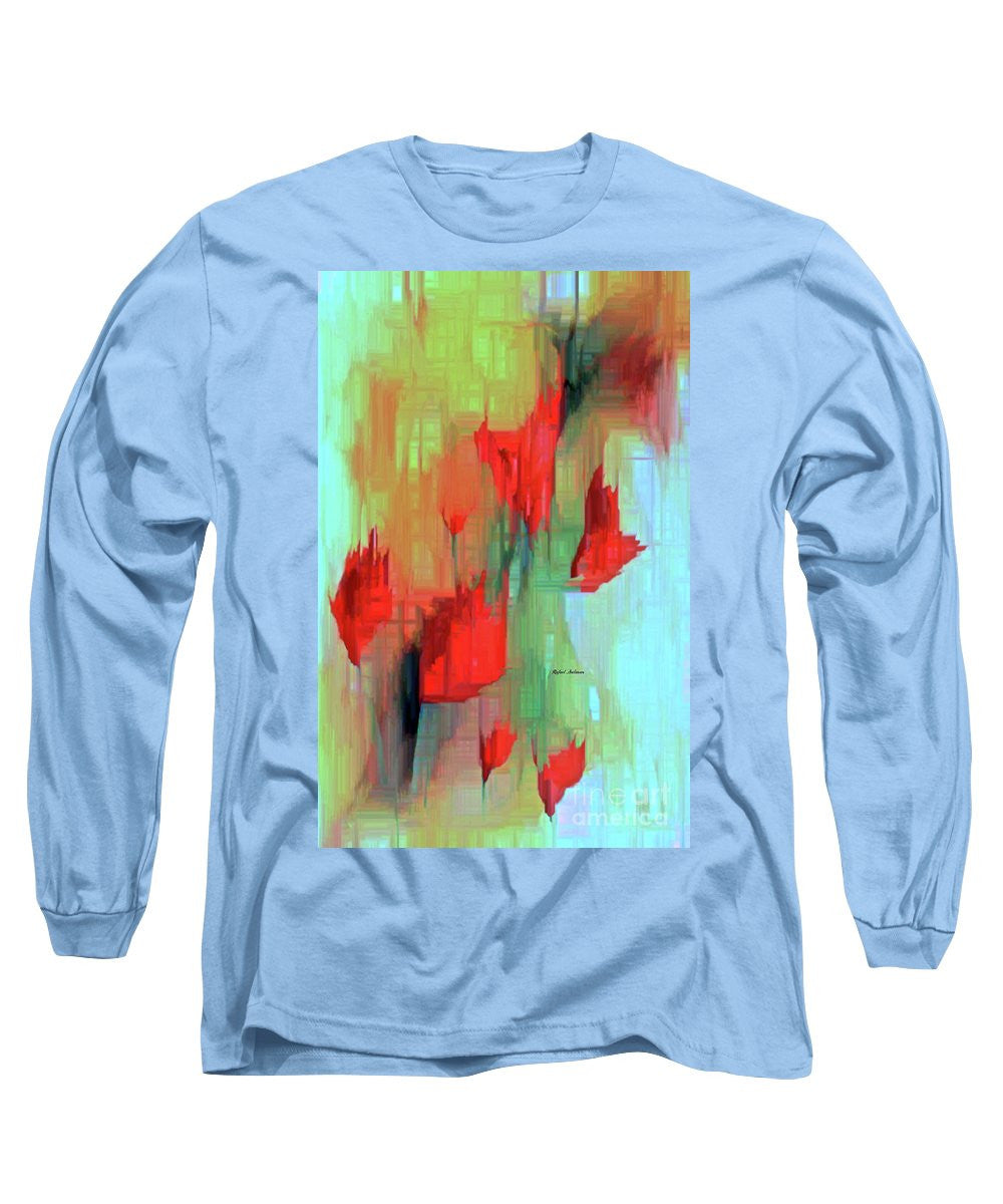 Long Sleeve T-Shirt - Abstract Red Flowers