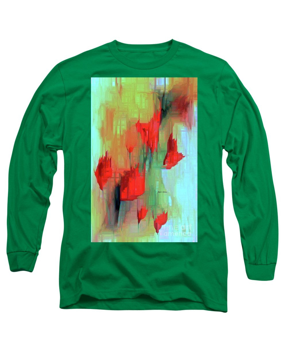 Long Sleeve T-Shirt - Abstract Red Flowers