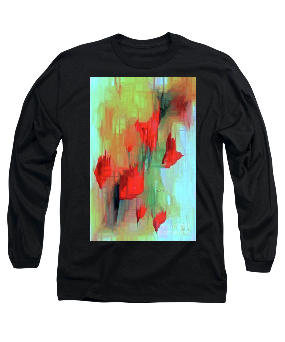 Long Sleeve T-Shirt - Abstract Red Flowers