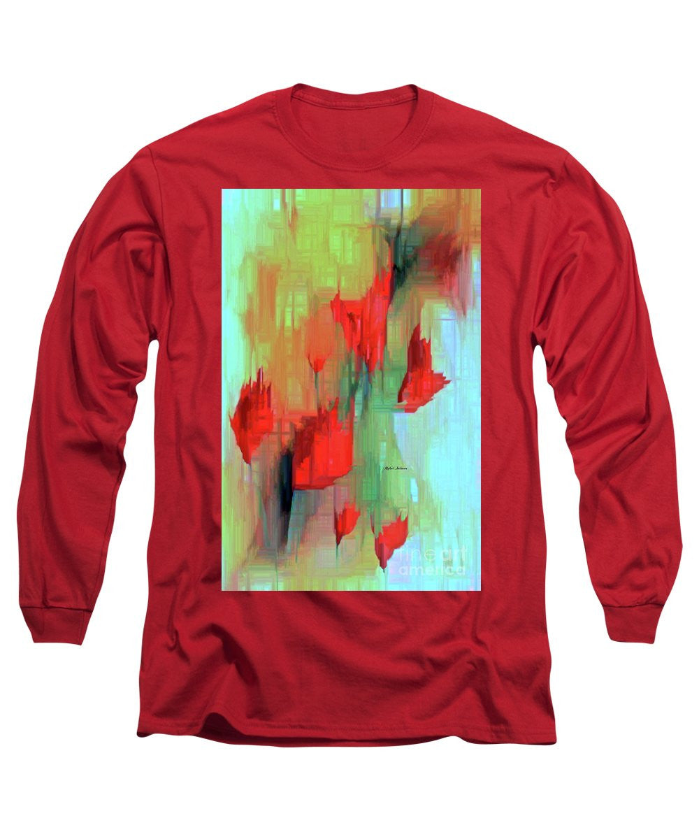 Long Sleeve T-Shirt - Abstract Red Flowers