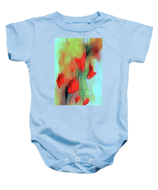 Baby Onesie - Abstract Red Flowers