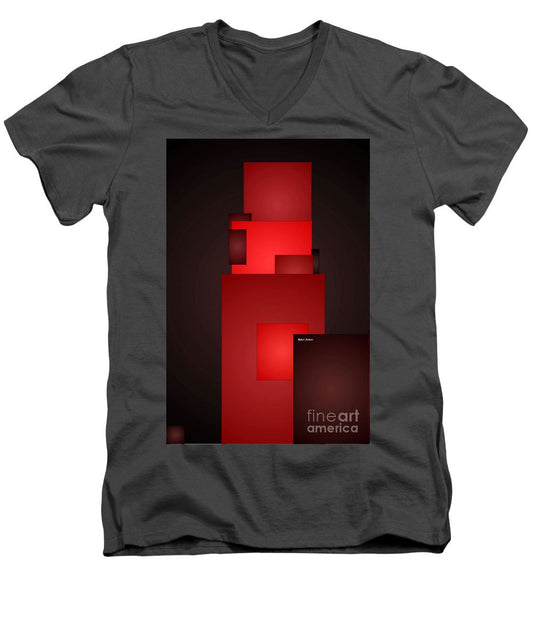 T-shirt col V pour homme - Tout en rouge