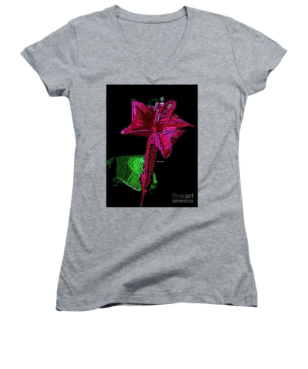 Women's V-Neck T-Shirt (Junior Cut) - Amaryllis