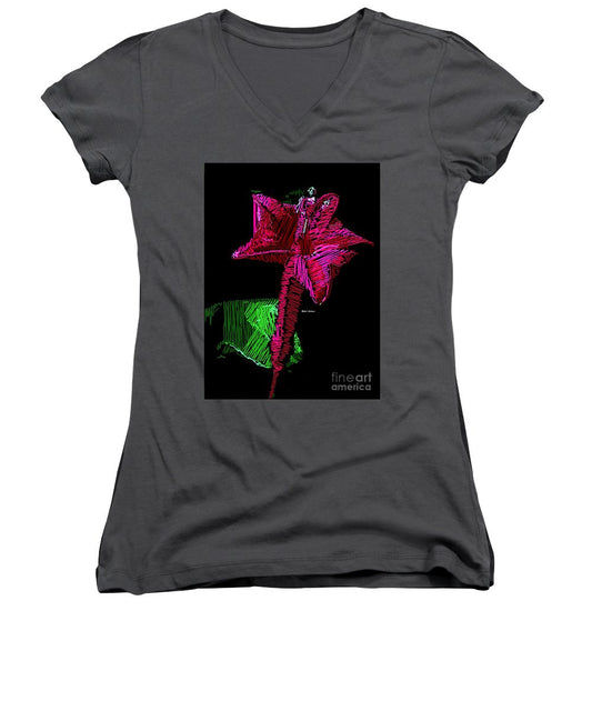 Women's V-Neck T-Shirt (Junior Cut) - Amaryllis