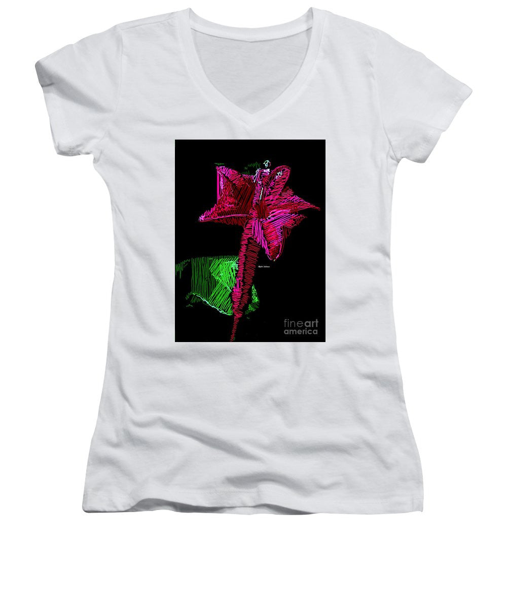 Women's V-Neck T-Shirt (Junior Cut) - Amaryllis