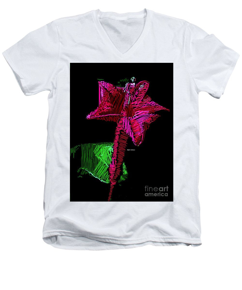 Men's V-Neck T-Shirt - Amaryllis