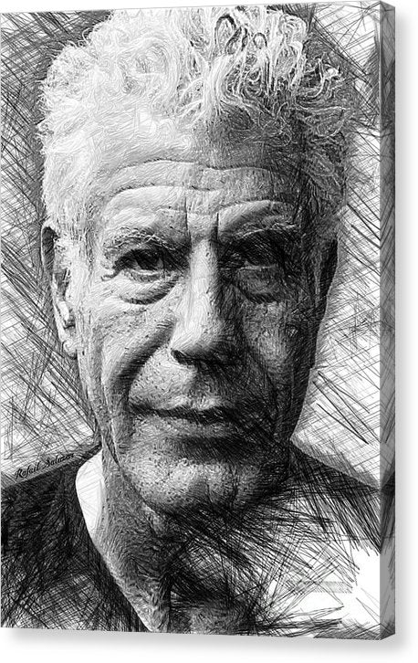 Anthony Bourdain - Ink Drawing - Canvas Print