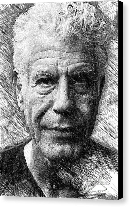 Anthony Bourdain - Ink Drawing - Canvas Print