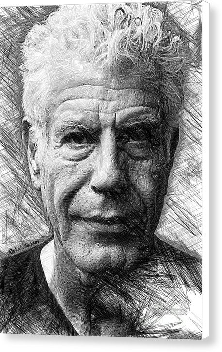 Anthony Bourdain - Ink Drawing - Canvas Print