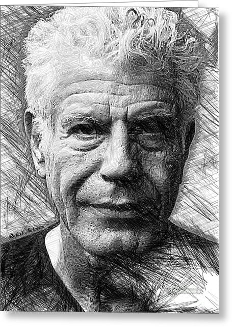 Anthony Bourdain - Ink Drawing - Greeting Card