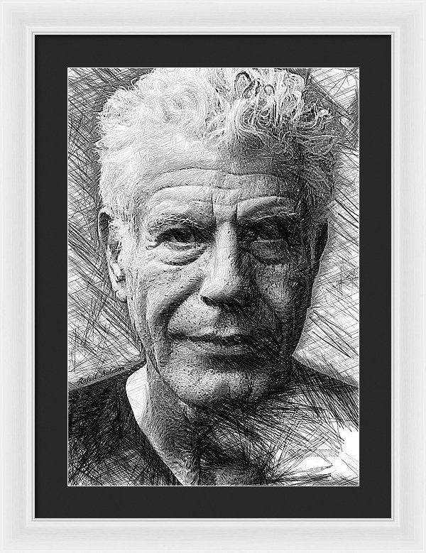 Anthony Bourdain - Ink Drawing - Framed Print