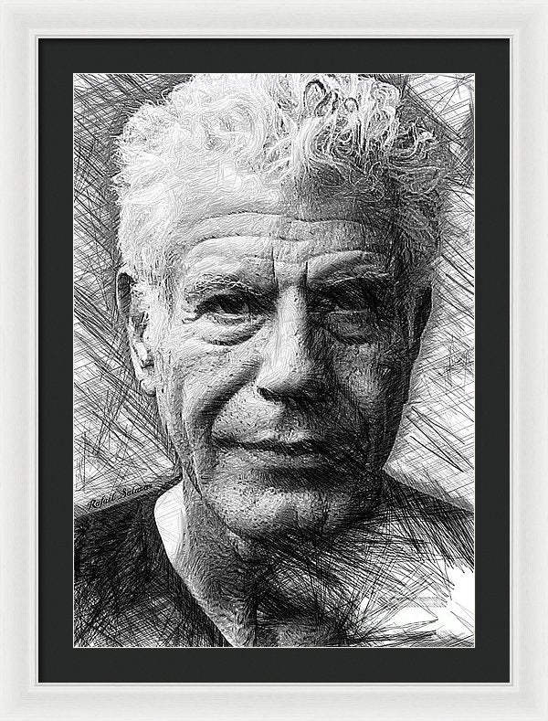 Anthony Bourdain - Ink Drawing - Framed Print