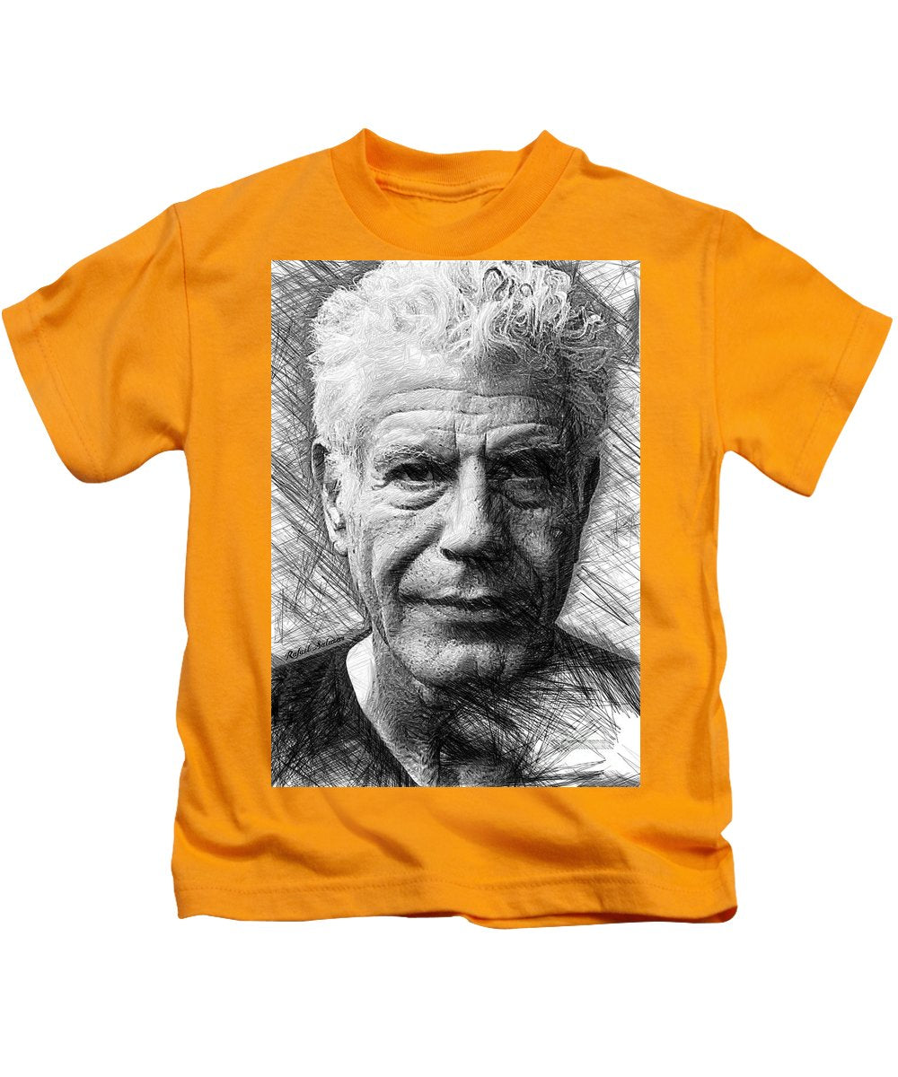 Anthony Bourdain - Ink Drawing - Kids T-Shirt