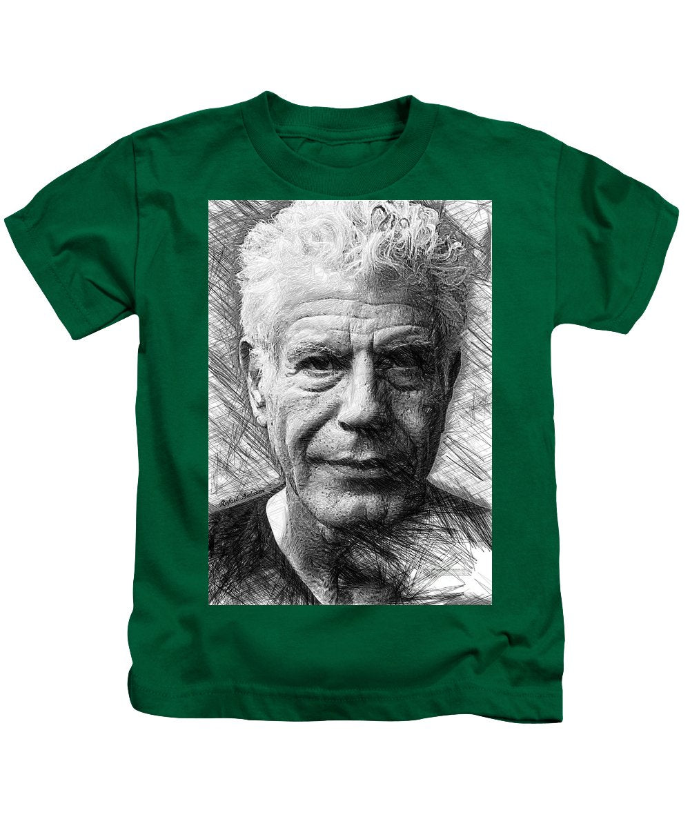 Anthony Bourdain - Ink Drawing - Kids T-Shirt