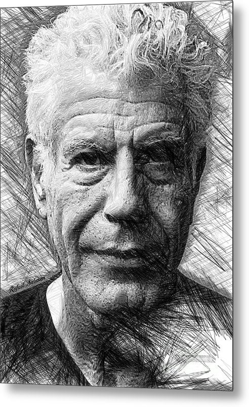 Anthony Bourdain - Ink Drawing - Metal Print