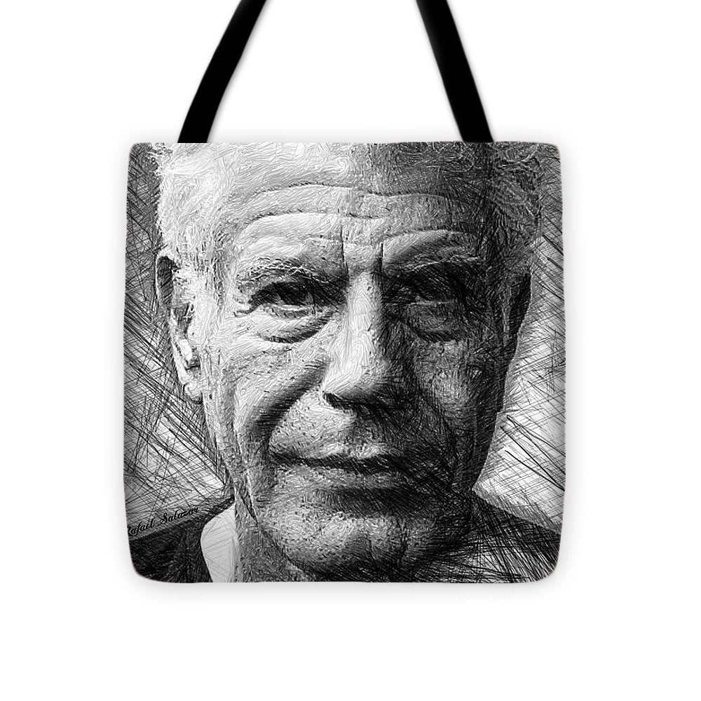 Anthony Bourdain - Ink Drawing - Tote Bag