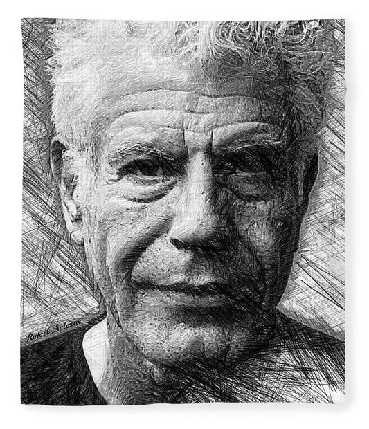 Anthony Bourdain - Ink Drawing - Blanket