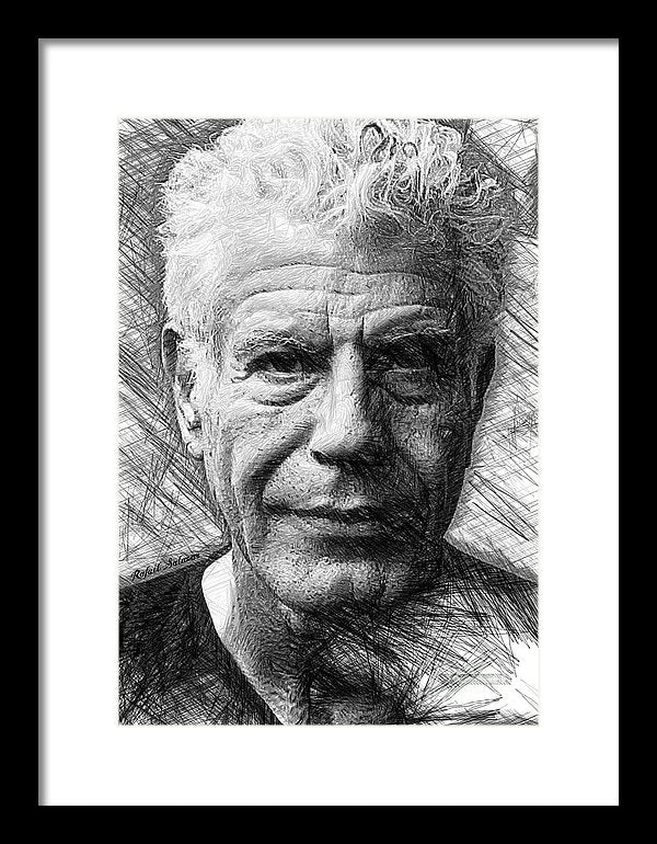 Anthony Bourdain - Ink Drawing - Framed Print