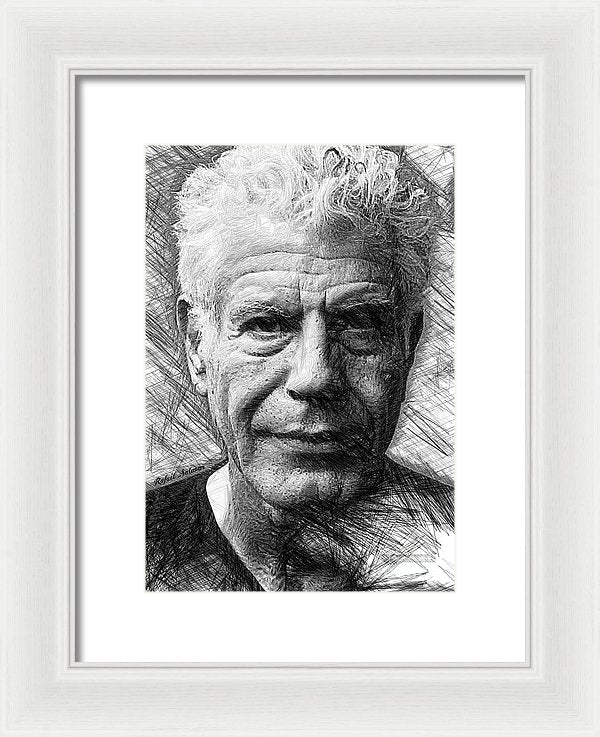 Anthony Bourdain - Ink Drawing - Framed Print