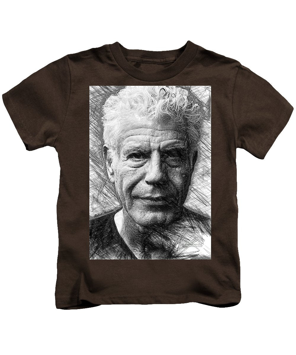 Anthony Bourdain - Ink Drawing - Kids T-Shirt