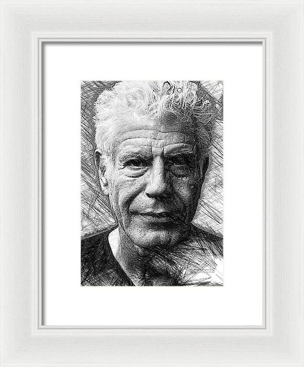 Anthony Bourdain - Ink Drawing - Framed Print