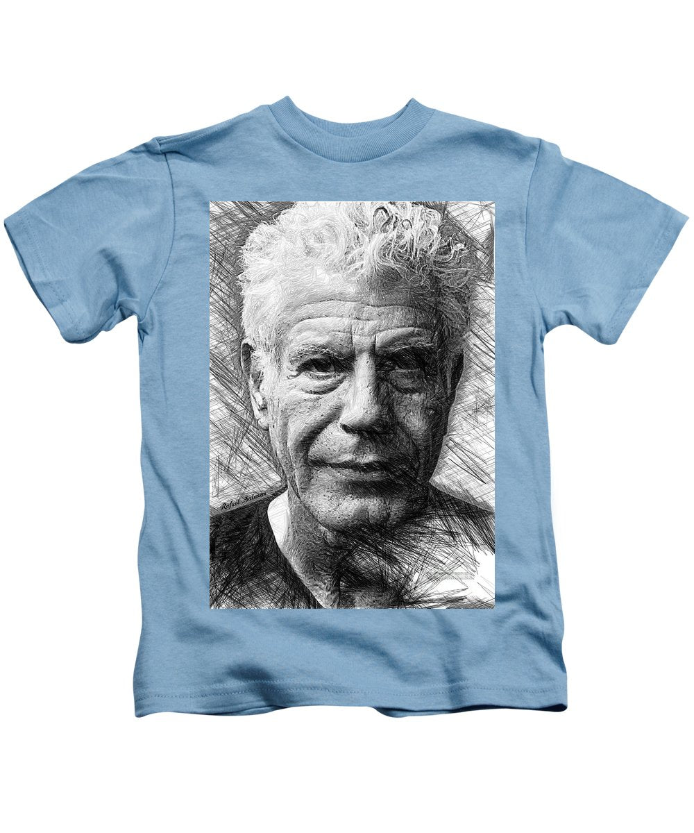 Anthony Bourdain - Ink Drawing - Kids T-Shirt