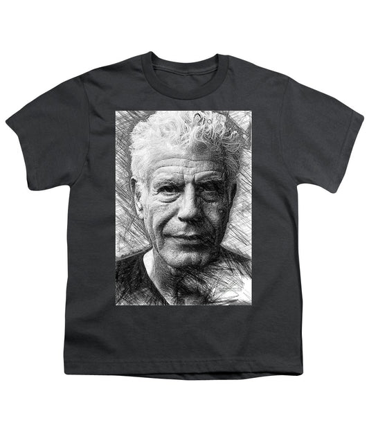 Anthony Bourdain - Ink Drawing - Youth T-Shirt