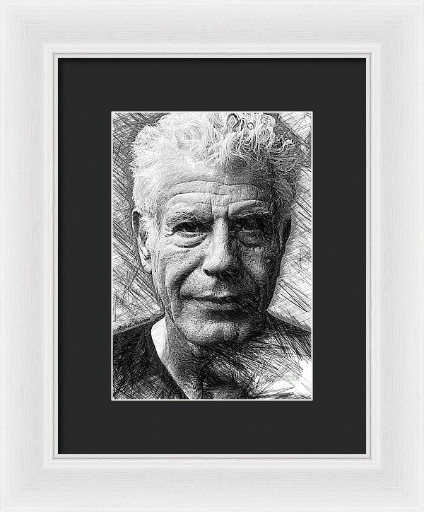 Anthony Bourdain - Ink Drawing - Framed Print