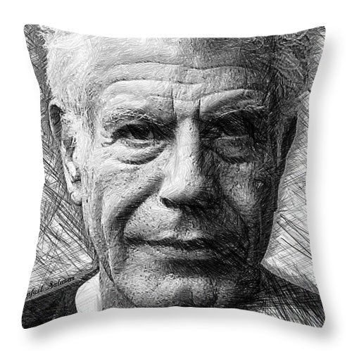 Anthony Bourdain - Dessin à l'encre - Coussin décoratif