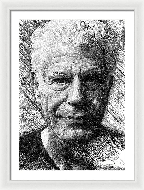 Anthony Bourdain - Ink Drawing - Framed Print