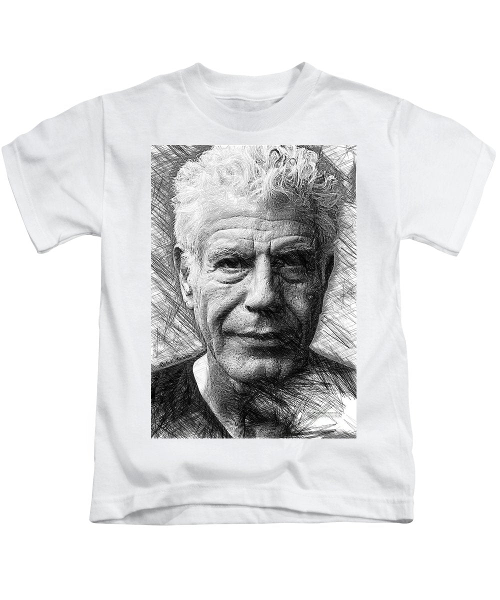 Anthony Bourdain - Ink Drawing - Kids T-Shirt