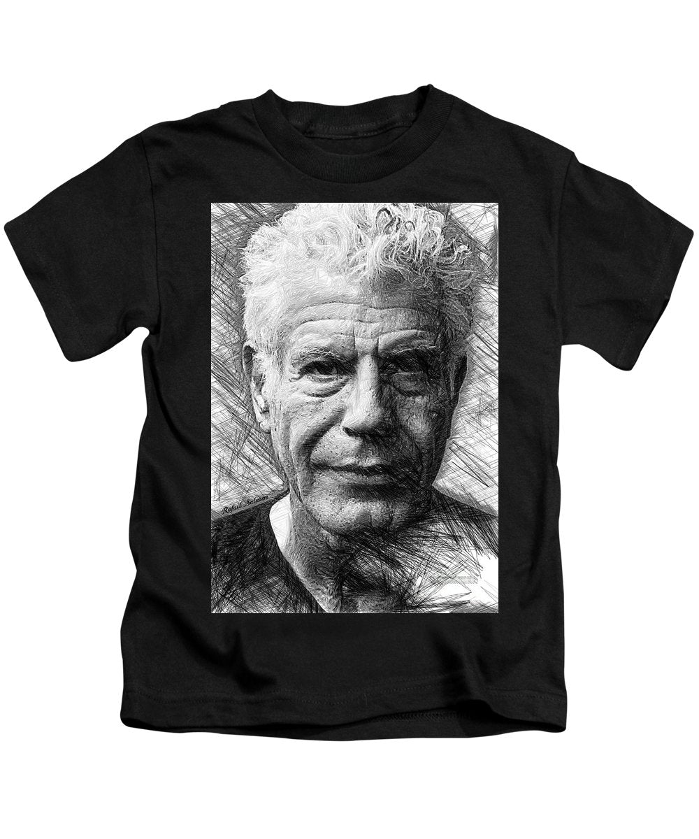 Anthony Bourdain - Ink Drawing - Kids T-Shirt