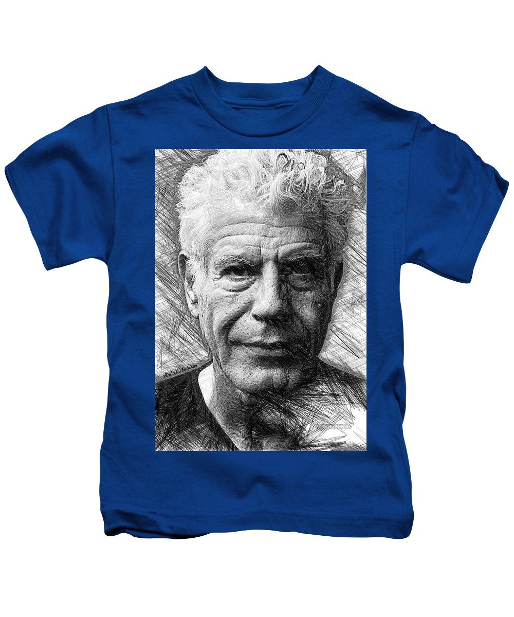 Anthony Bourdain - Ink Drawing - Kids T-Shirt