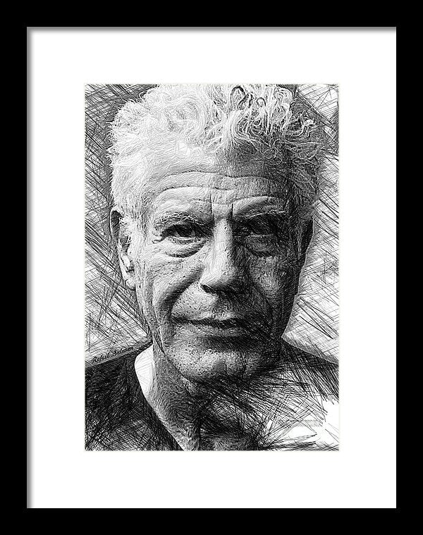 Anthony Bourdain - Ink Drawing - Framed Print