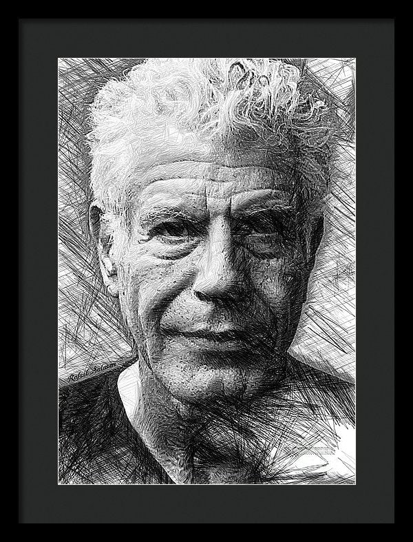 Anthony Bourdain - Ink Drawing - Framed Print