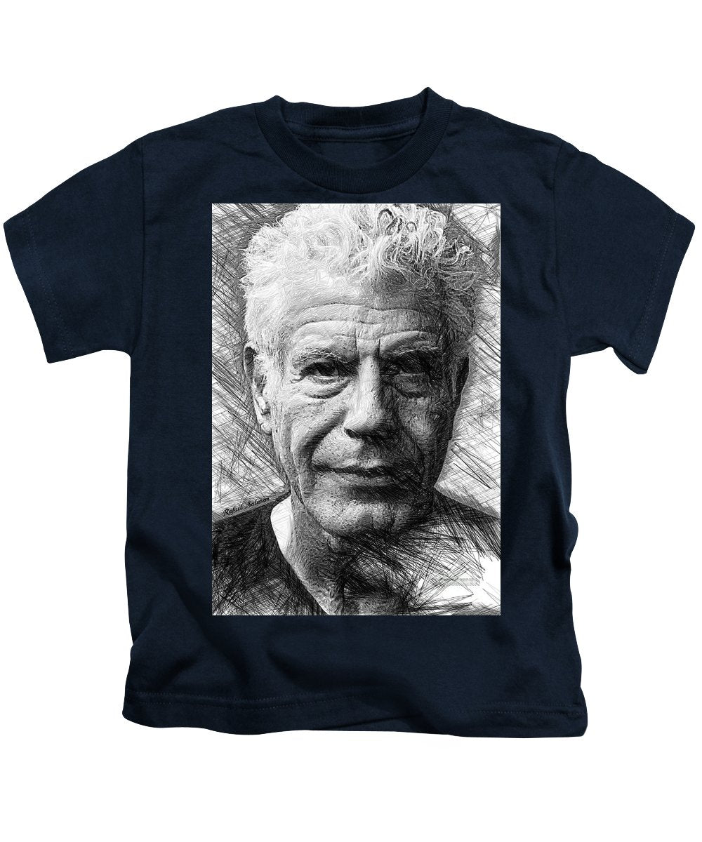 Anthony Bourdain - Ink Drawing - Kids T-Shirt