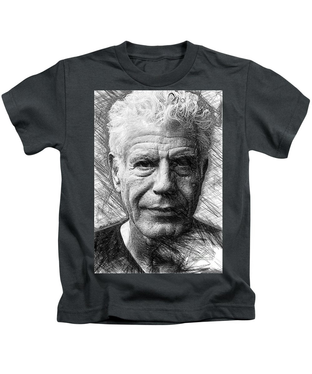 Anthony Bourdain - Ink Drawing - Kids T-Shirt