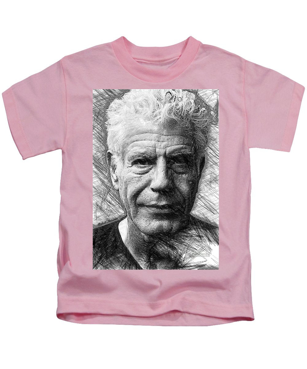 Anthony Bourdain - Ink Drawing - Kids T-Shirt