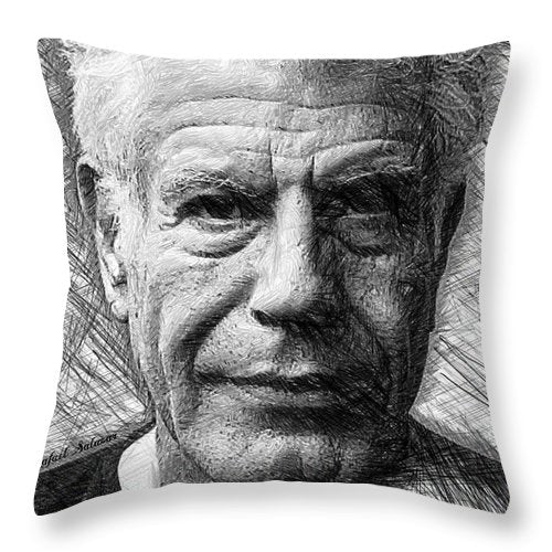 Anthony Bourdain - Ink Drawing - Throw Pillow