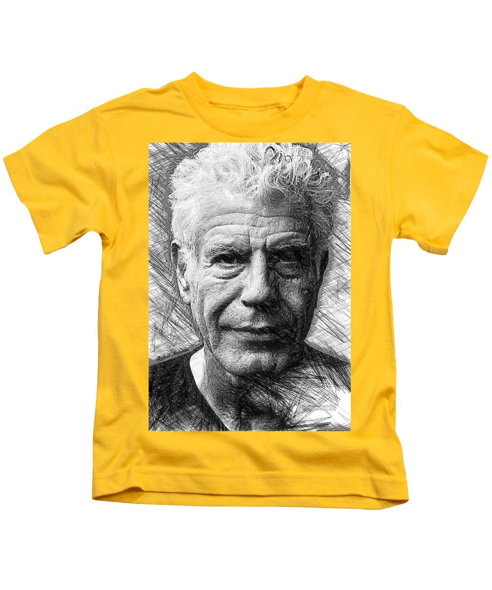 Anthony Bourdain - Ink Drawing - Kids T-Shirt