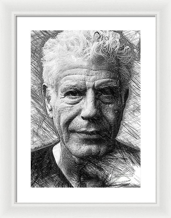 Anthony Bourdain - Ink Drawing - Framed Print