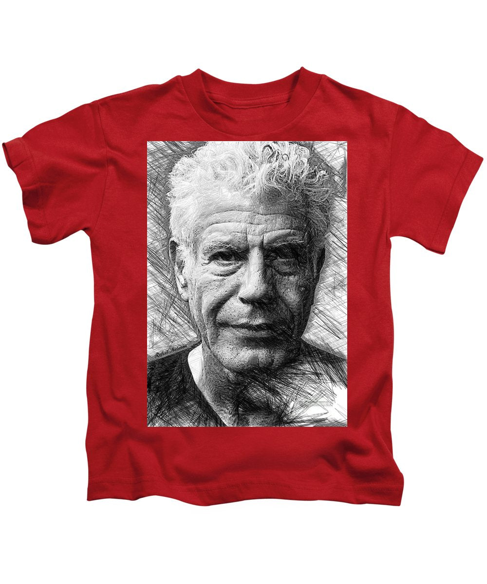 Anthony Bourdain - Ink Drawing - Kids T-Shirt