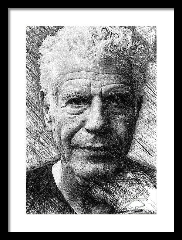 Anthony Bourdain - Ink Drawing - Framed Print