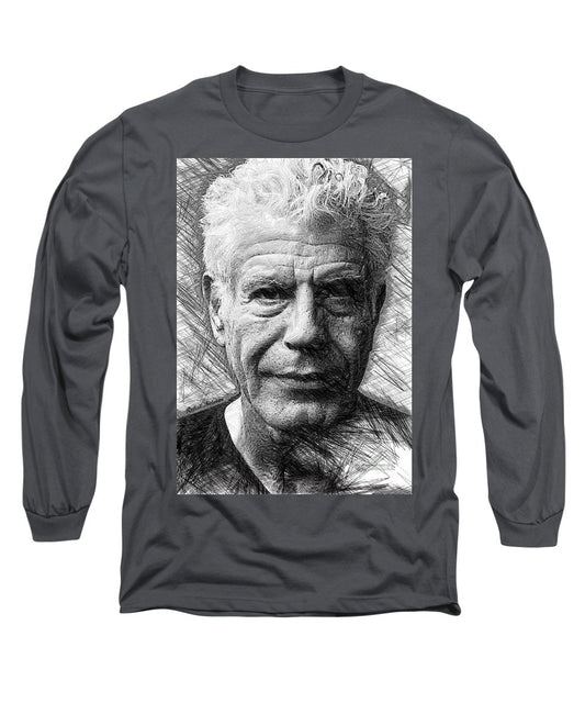 Anthony Bourdain - Ink Drawing - Long Sleeve T-Shirt